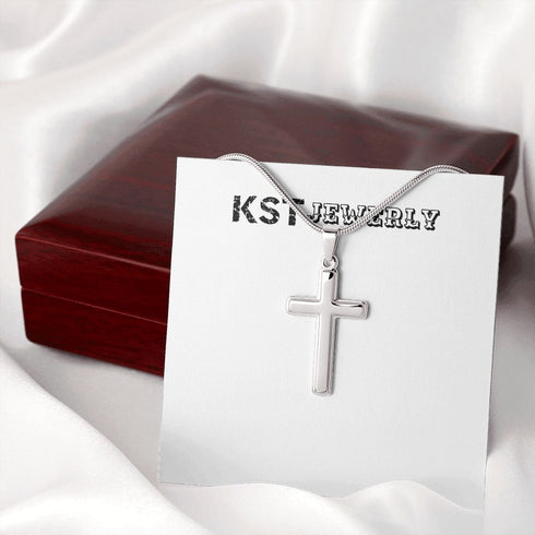 Artisian Crafted Cross with Mohagany Style Luxury box