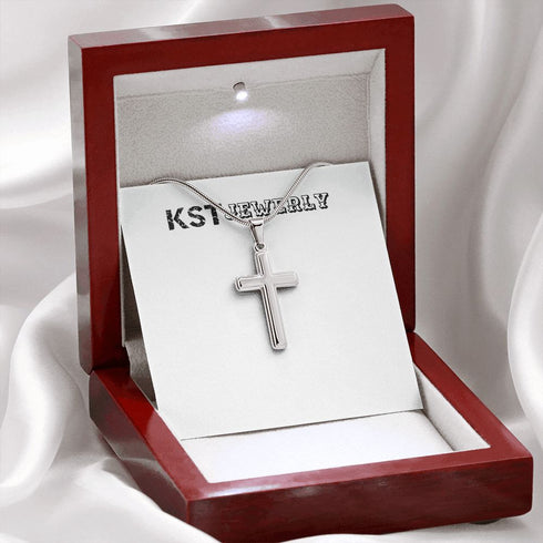 Artisian Crafted Cross with Mohagany Style Luxury box