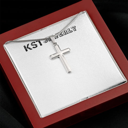 Artisian Crafted Cross with Mohagany Style Luxury box